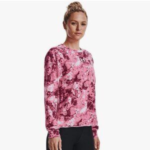 Under Armour Rival Terry Printed Crewneck Sweatshirt Pink/White Medium